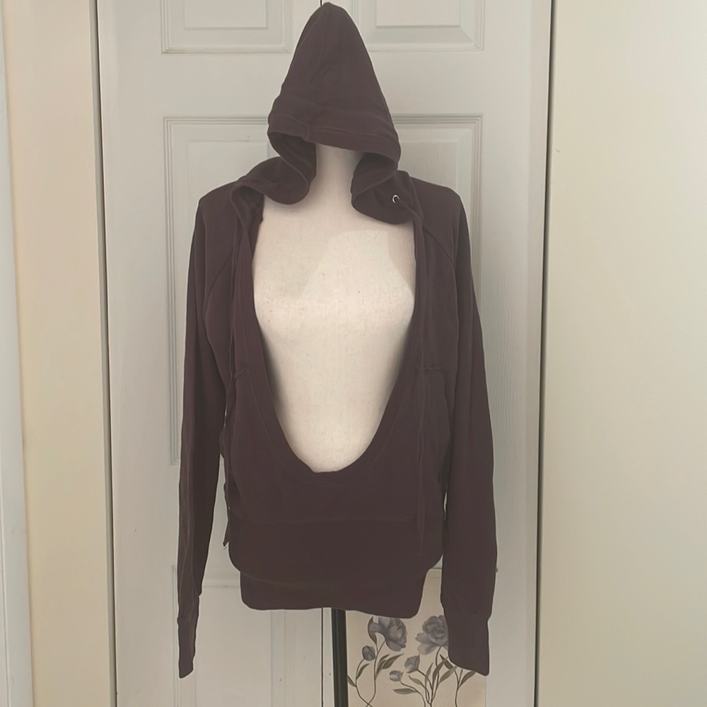 New Feathers Y2K Brown Open Front Hoodie